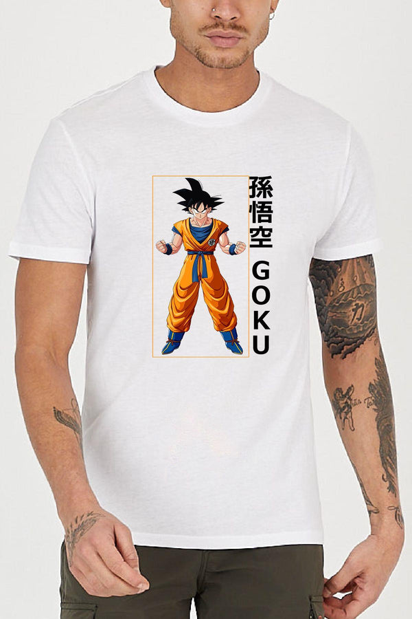 Son Goku Anime Baskılı Bisiklet Yaka Erkek Tişört Blah.