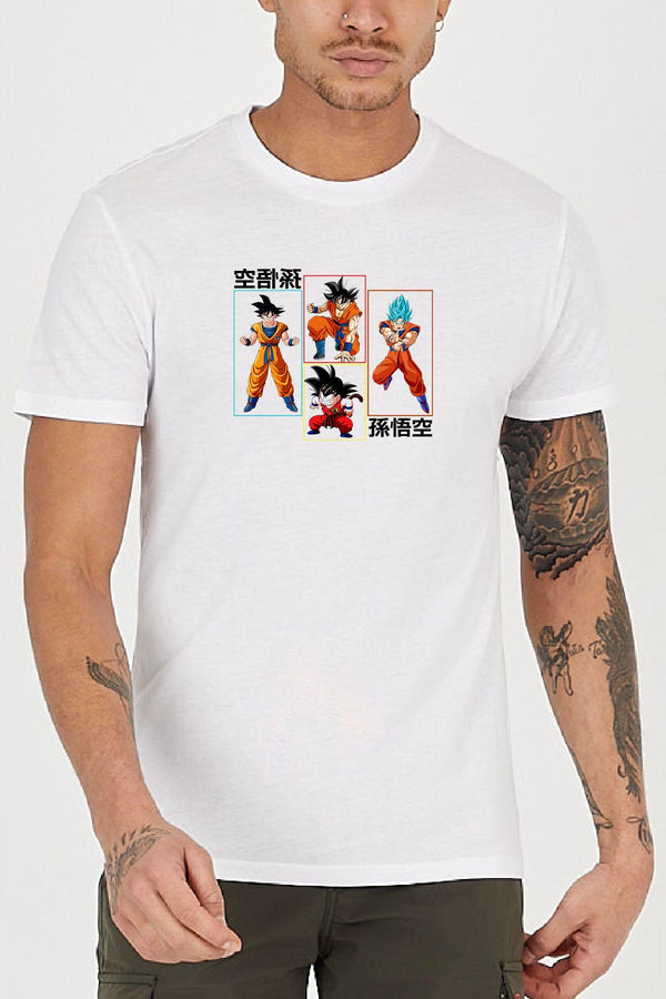 Son Goku Anime Baskılı Bisiklet Yaka Erkek Tişört Blah.