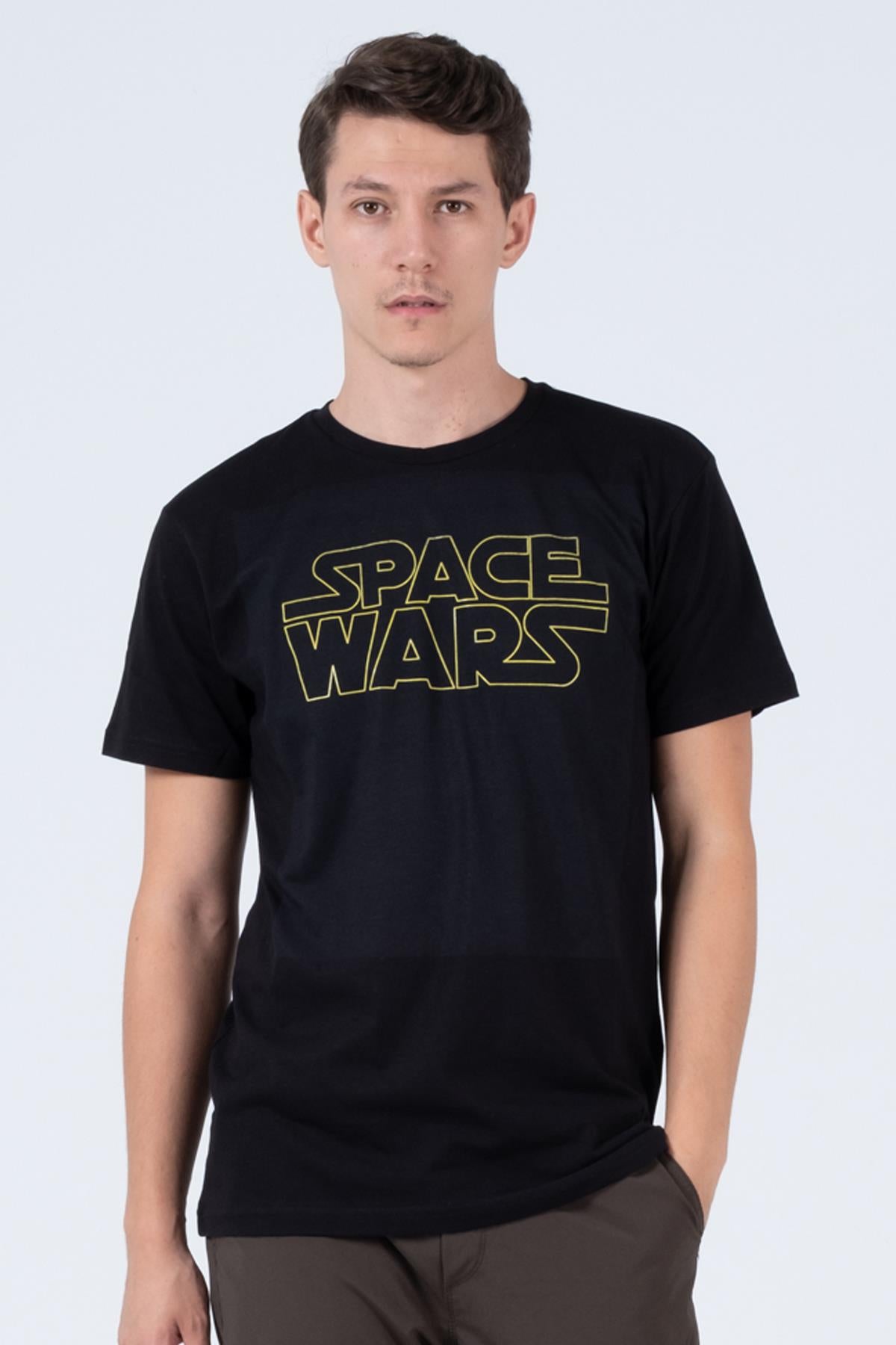 Space Wars Printed Crew Neck Comfortable Reguller Mold Men's T -shirt