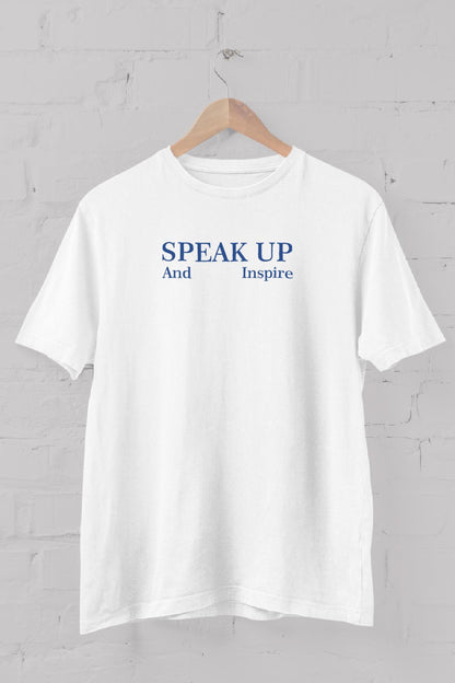 Speak Up Slogan Baskılı Bisiklet Yaka Erkek Tişört