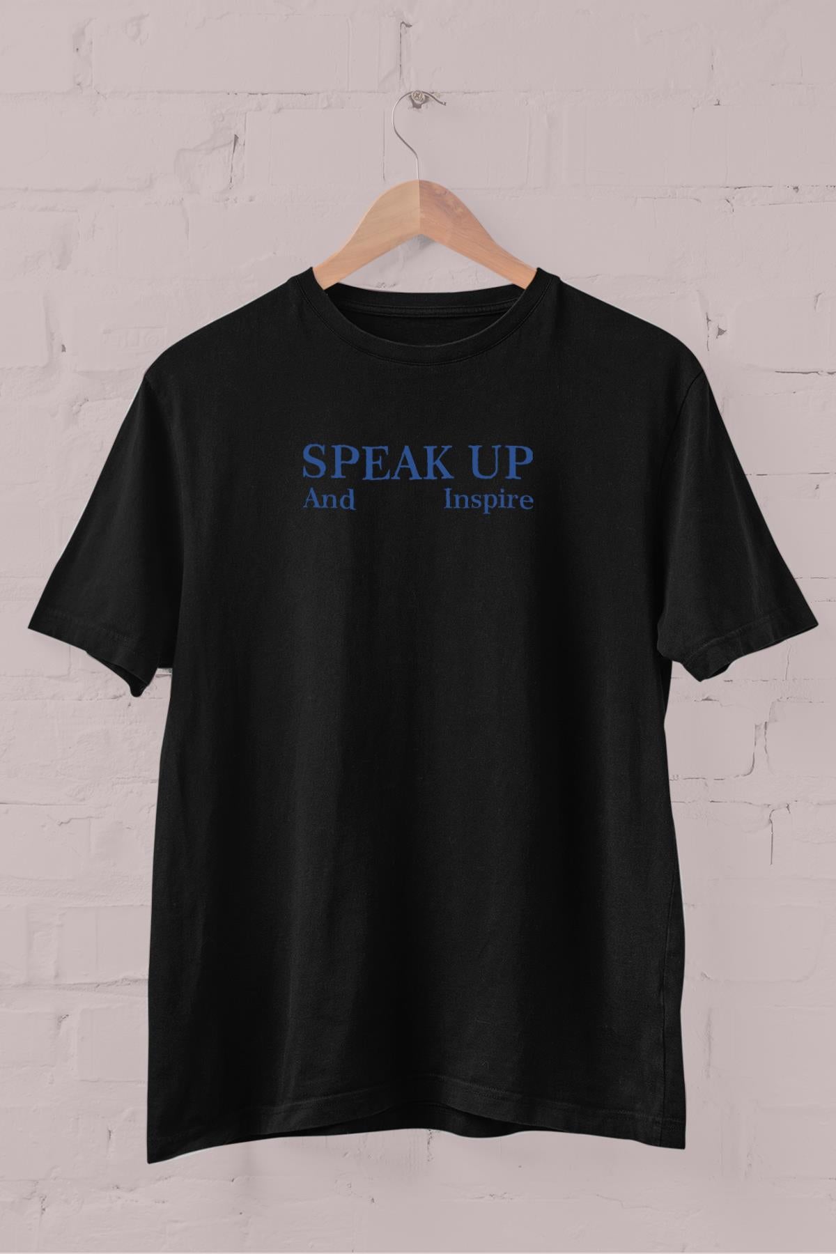 Speak Up Slogan Printed Crew Neck Men's T -shirt