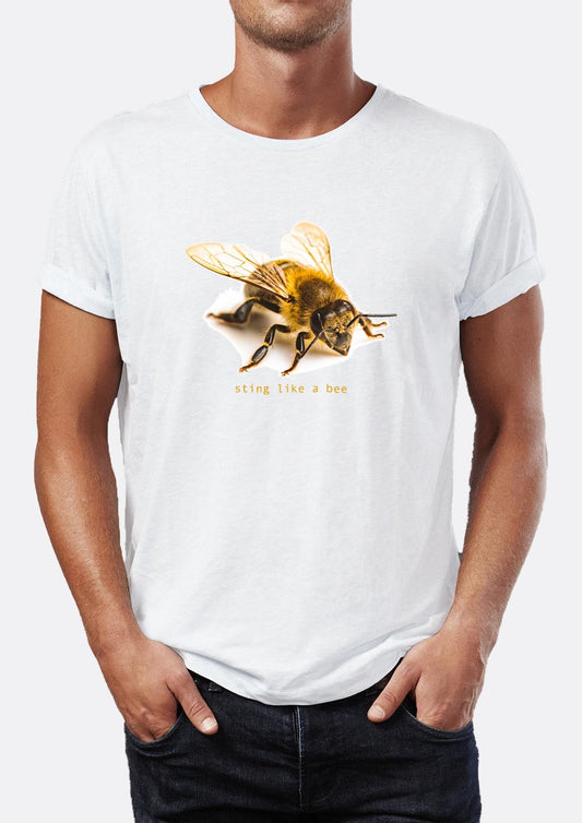 Steing Like A Bee Bee Printed Crew Neck Men's T -shirt