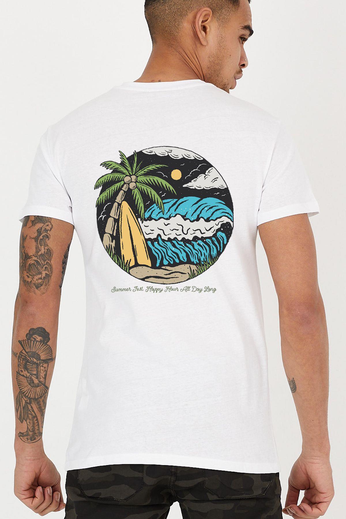 Summer Fest Back Printed Crew Neck Men's T -shirt