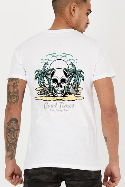 Summer Palm Printed Crew Neck Men's T -shirt
