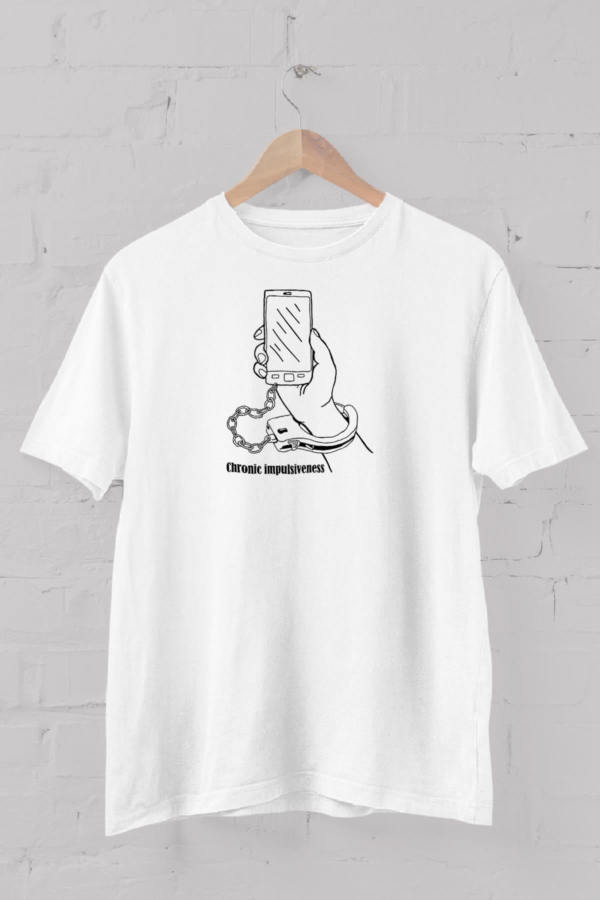Phone Clamp Printed Crew Neck Men's T -shirt