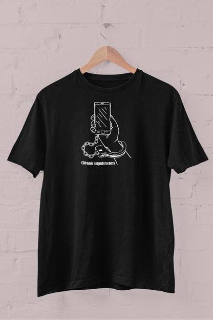 Phone Clamp Printed Crew Neck Men's T -shirt
