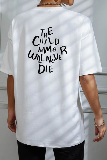 The Child Sırt Arkası Baskılı Oversize %100 Pamuk Kadın Tişört