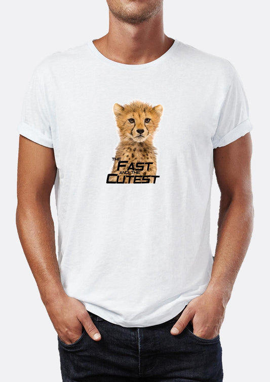 The Fast And the Cutest Cheetah Printed Crew Neck Men's T-Shirt