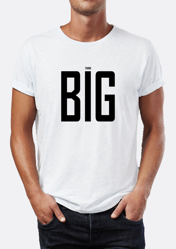 Think Big Baskılı Bisiklet Yaka Erkek Tişört Blah.
