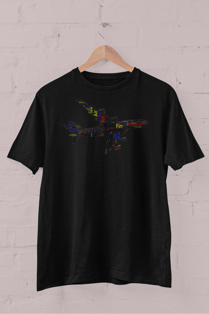 Aircraft typography printed Crew Neck men's t -shirt