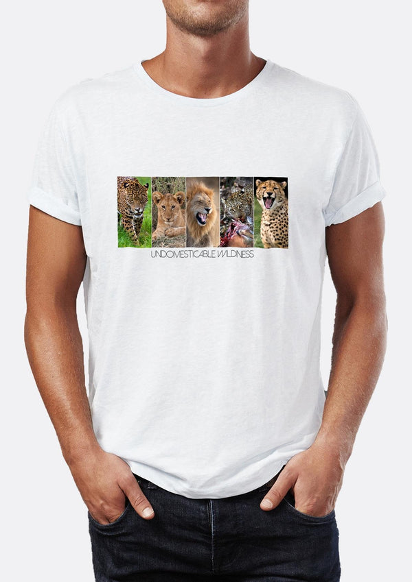 Undomesticable Wildness Feline Printed Crew Neck Men's T-Shirt