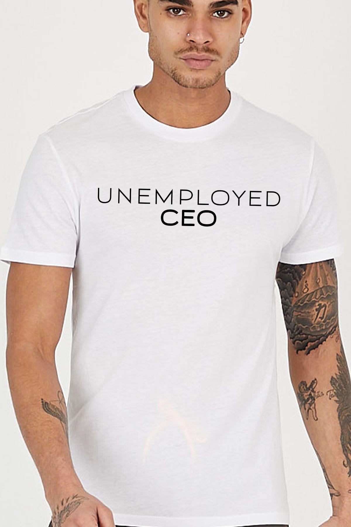 UNEMPLOYED_CEO printed Crew Neck men's t -shirt
