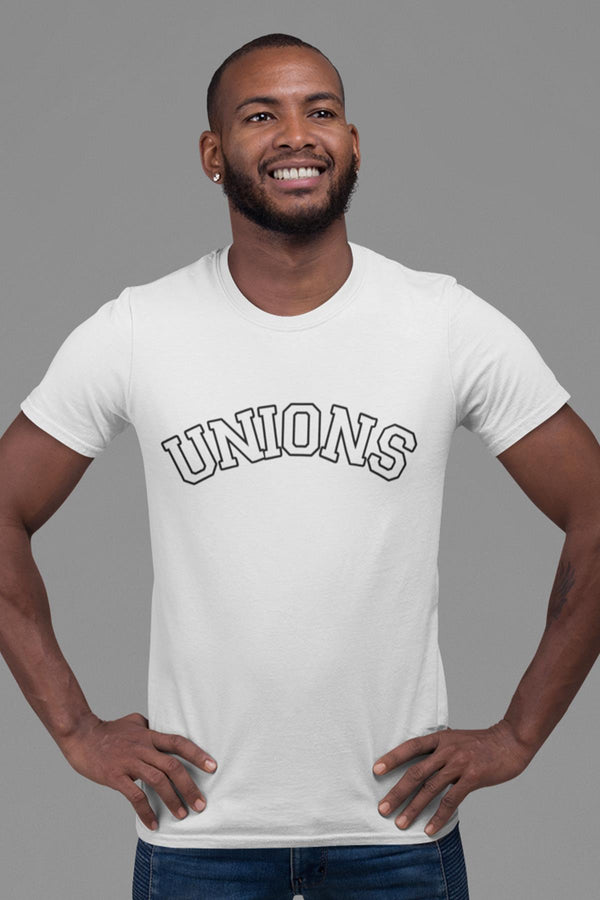 UNIONS varsity Baskılı, Pamuklu Bisiklet Yaka Erkek Tişört Blah.