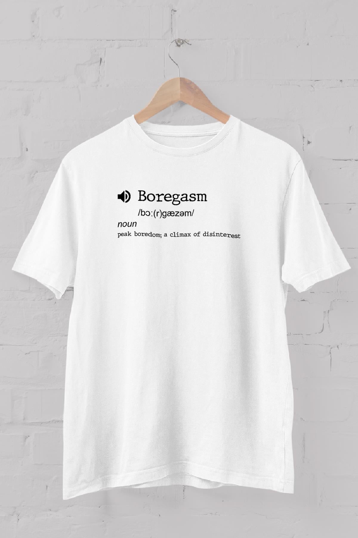 Fixed Words Dictionary "Boregasm" printed Crew Neck men's t -shirt