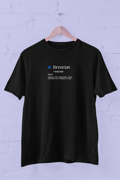 Fixed Words Dictionary "Errorist" Printed Crew Neck Men's T -shirt
