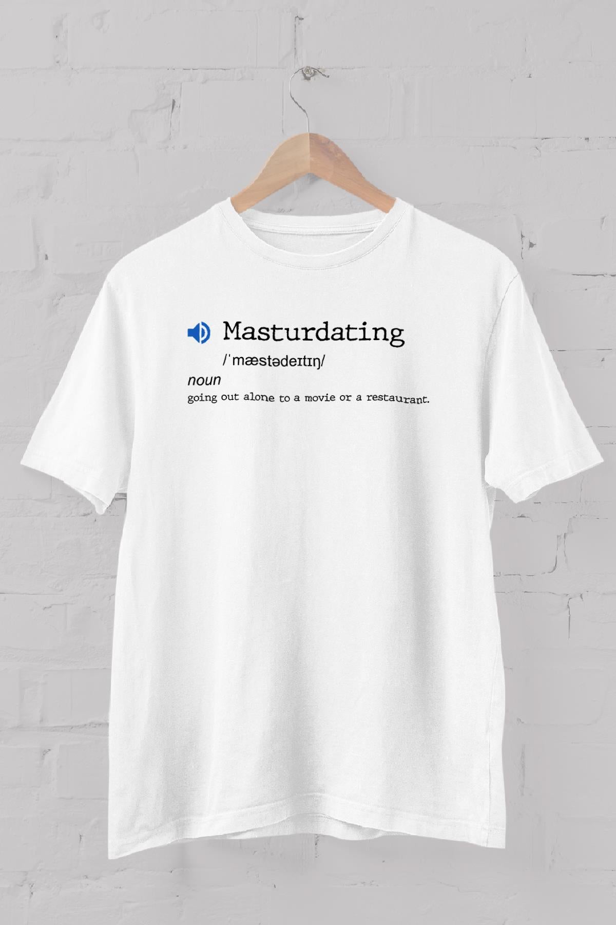 Fixed Words Dictionary "masturdating" printed Crew Neck men's t -shirt