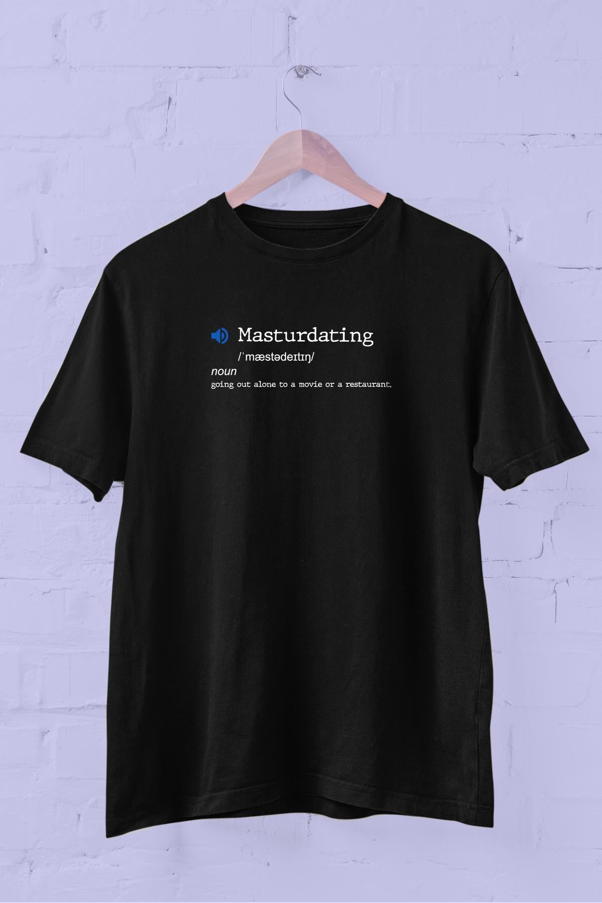 Fixed Words Dictionary "masturdating" printed Crew Neck men's t -shirt