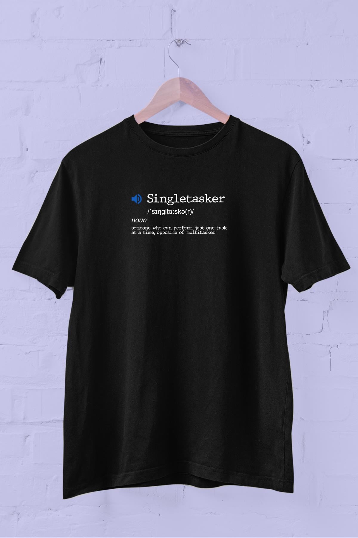 Fixed Words Dictionary "Singletasker" Printed Crew Neck Men's T -shirt