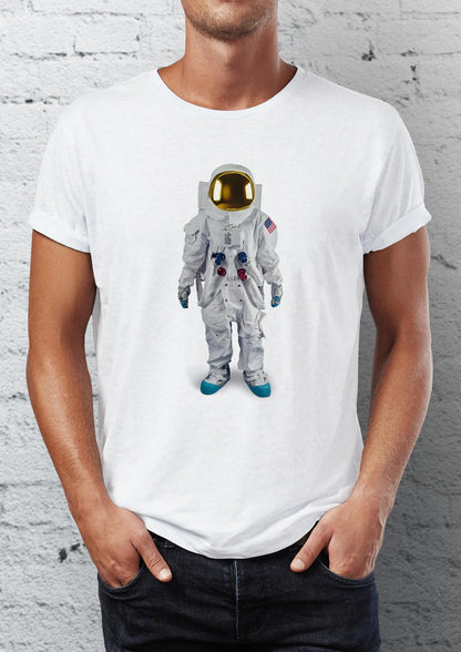 Space Man Astronaut Printed Crew Neck Men's T -shirt