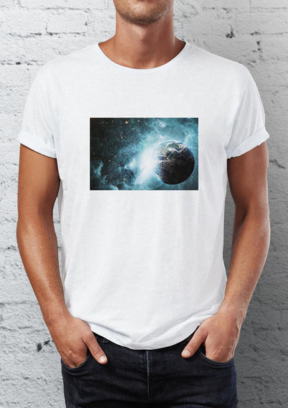 Space Printed Crew Neck Men's T -shirt