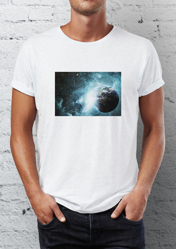 Space Printed Crew Neck Men's T-Shirt