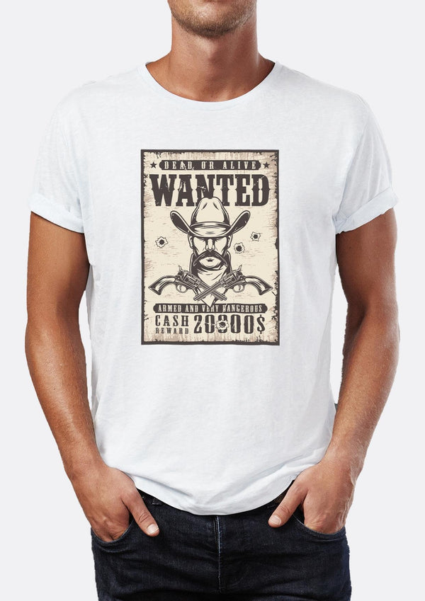 Wanted Dead or Alive Graphic Printed Crew Neck Men's T-Shirt