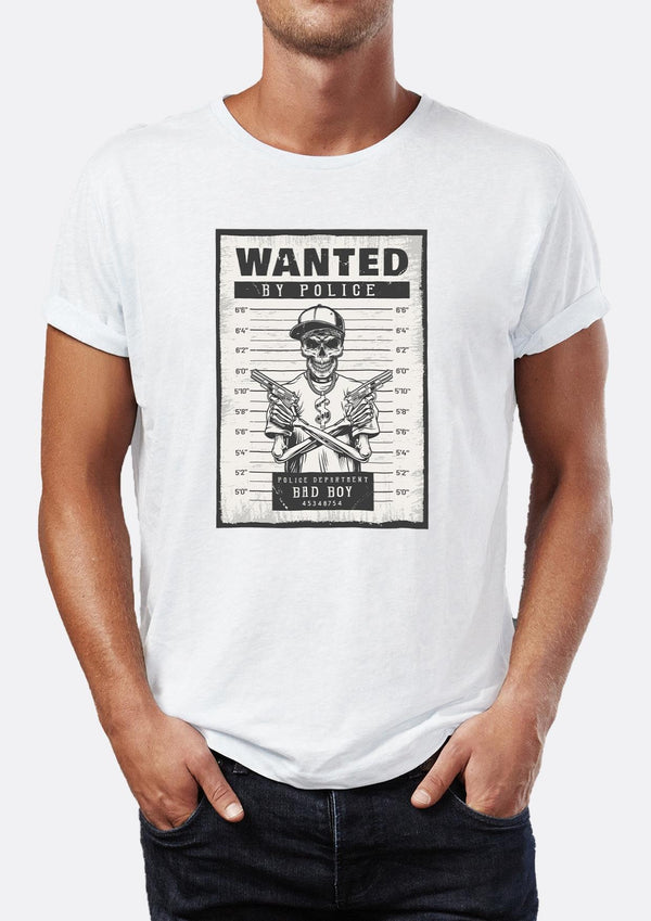 Wanted Dead or Alive skeleton Graphic Printed Crew Neck Men's T-Shirt