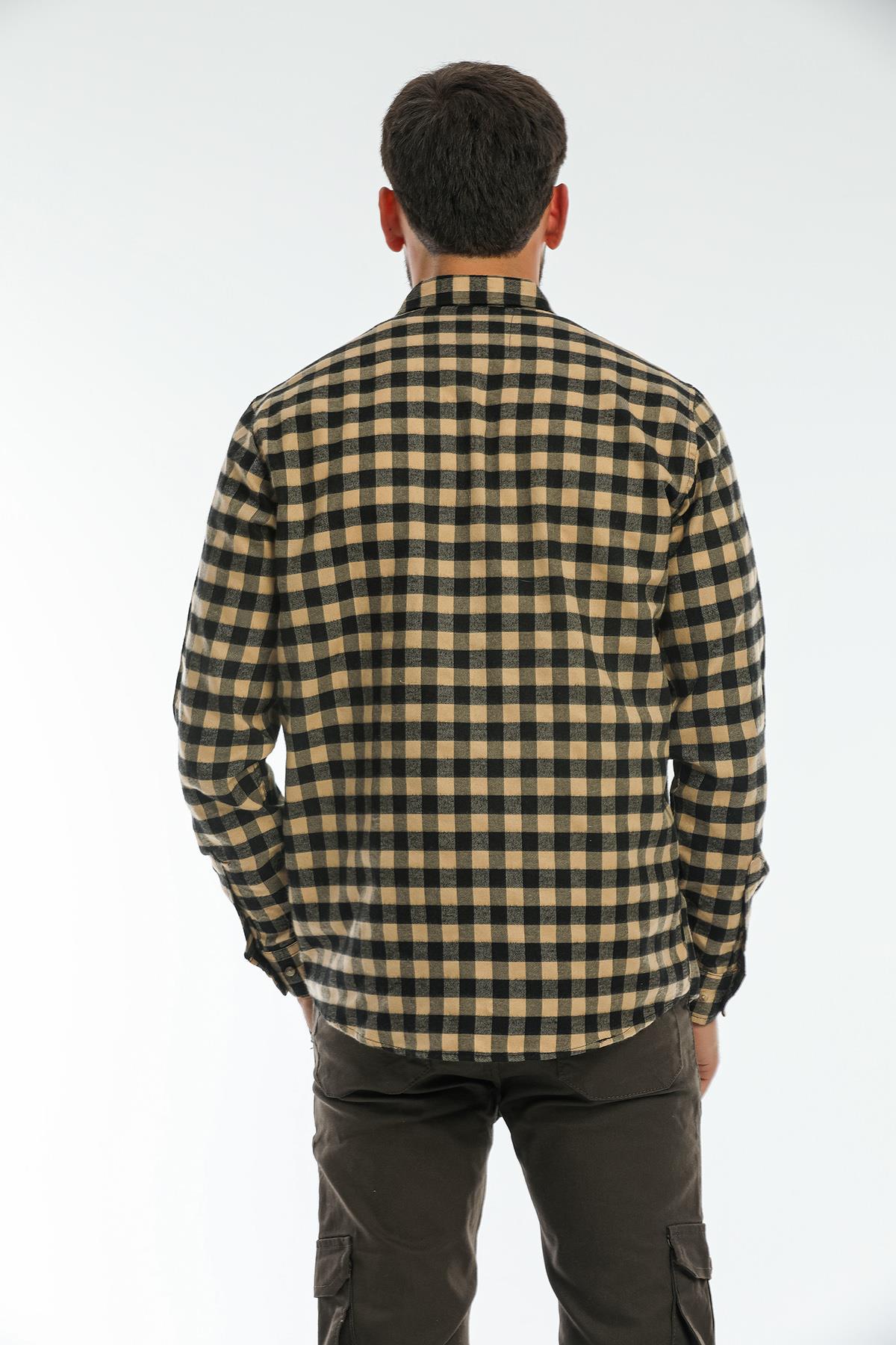 Back buttoned Fland with Flash Pockets without Pockets Men's Shirt