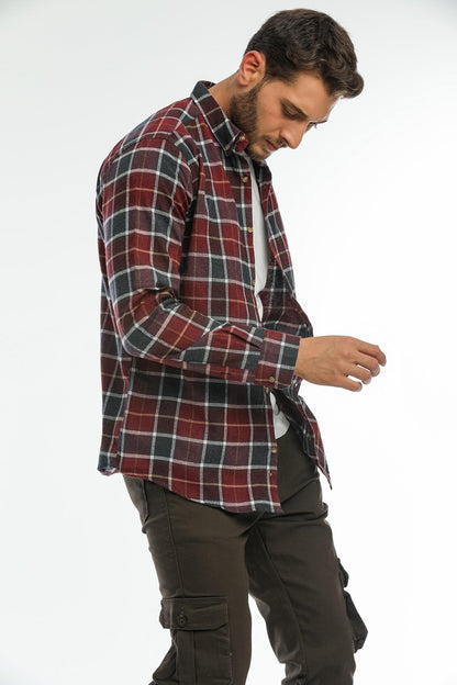 Back buttoned Fland with Flash Pockets without Pockets Men's Shirt