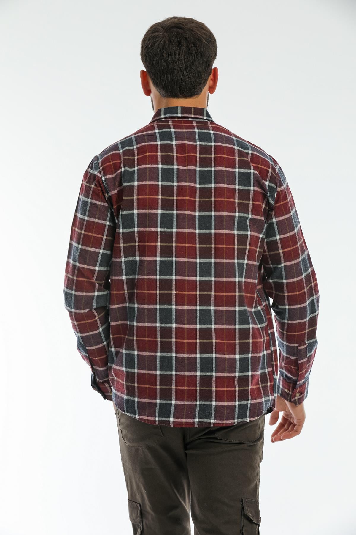 Back buttoned Fland with Flash Pockets without Pockets Men's Shirt