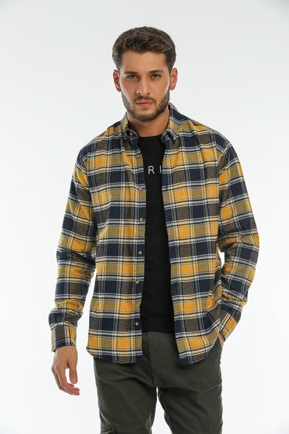 Back buttoned Fland with Flash Pockets without Pockets Men's Shirt