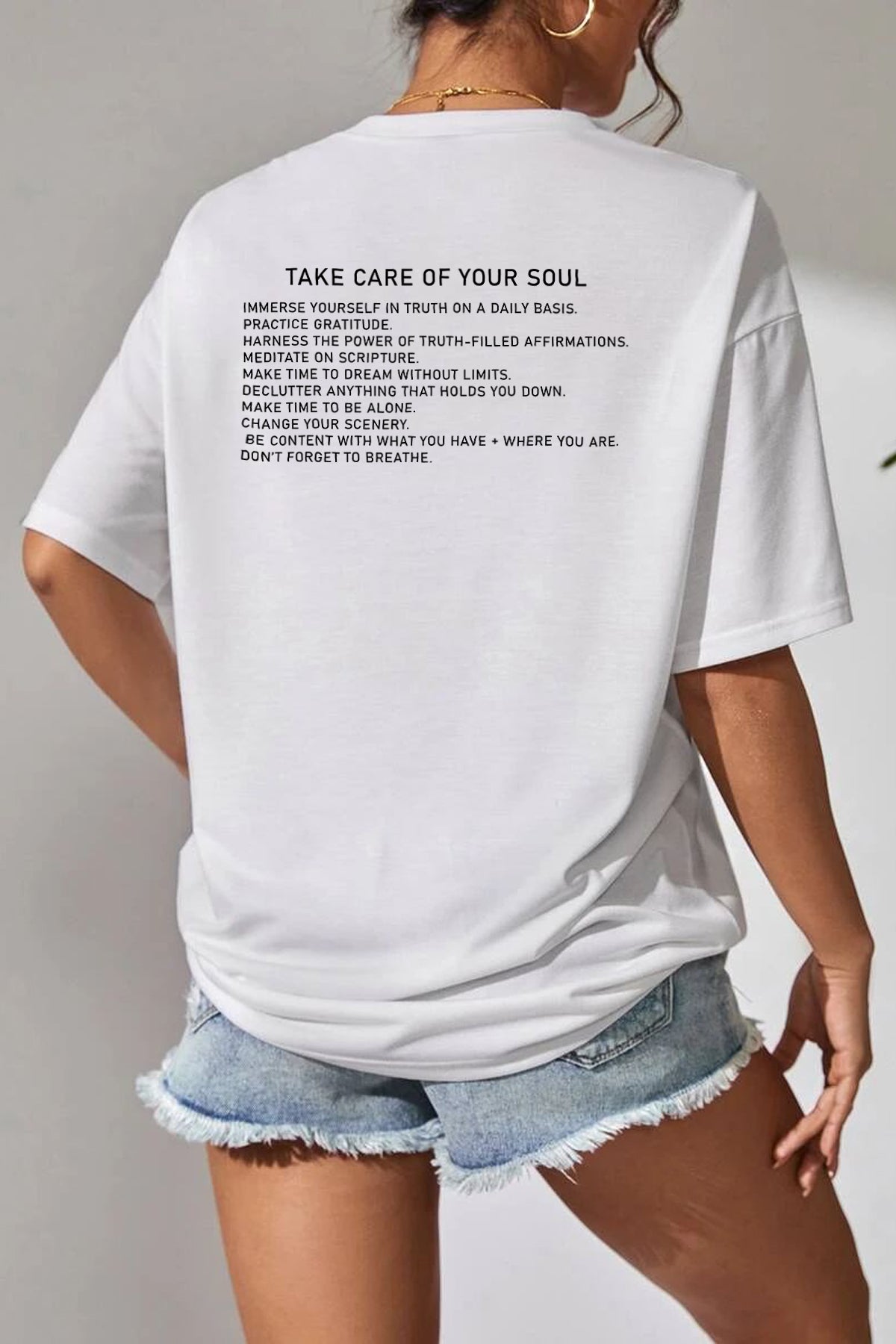 Your Soul Sırt Arkası Baskılı Oversize %100 Pamuk Kadın Tişört