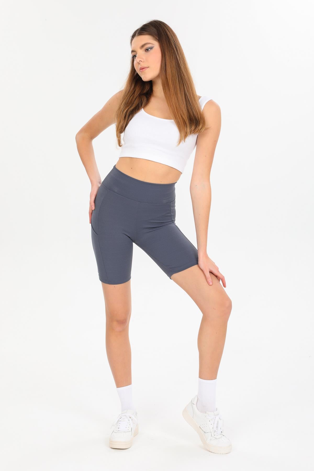 High waist, wick, interlok knitted biker short woman leggings