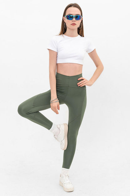 Yüksek Bel Toparlayıcı Karyoka Dikişli Spor push up Tayt