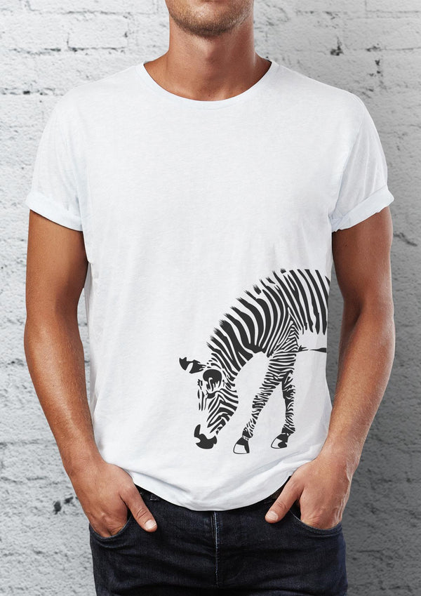 Zebra Printed Crew Neck Men's T-Shirt