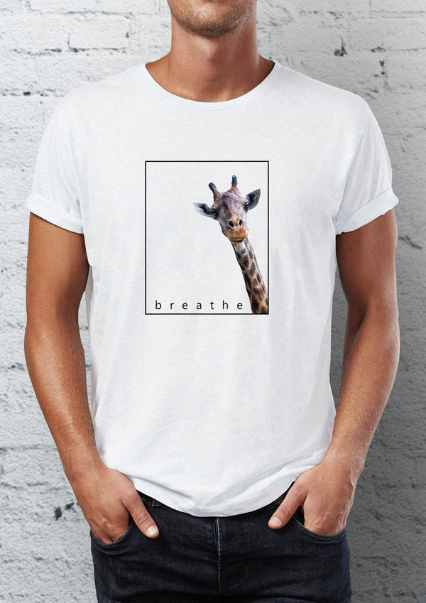 Giraffe Breathe Printed Crew Neck Men's T-Shirt